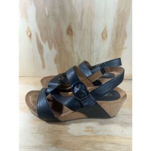 Eurosoft Black Wedge Sandals Women’s Size 9